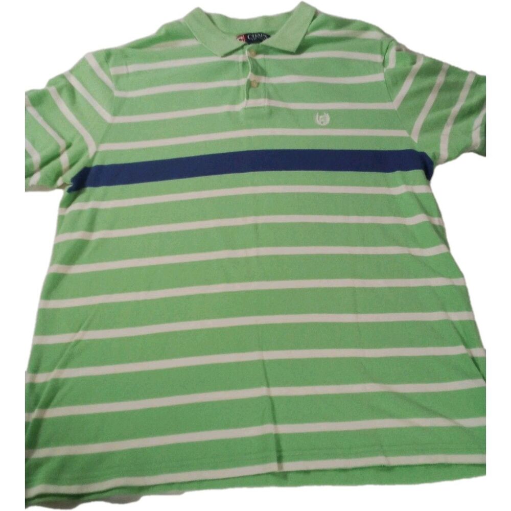 Men's Chaps‎ Green Polo Striped Short Sleeve Shirt Size XL